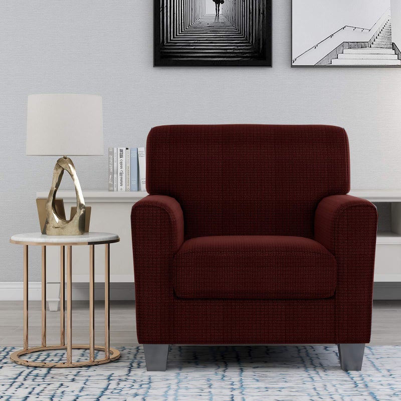 ZNSAYOTX 2 Piece Chair Covers for Living Room with Arms Anti Slip Stretch Arm Chair Slipcovers Sofa Armchair Slipcover Machine Washable Furniture Protector (Wine Red, Chair) - Image 2
